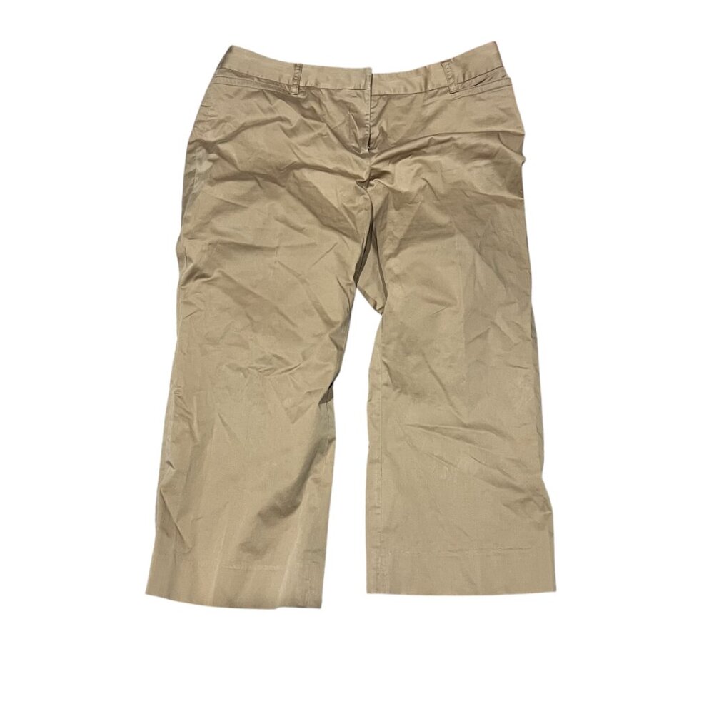 2/$15 Liz Claiborne Sloane 14 Tan Khaki Cropped Pants cotton spandex blend